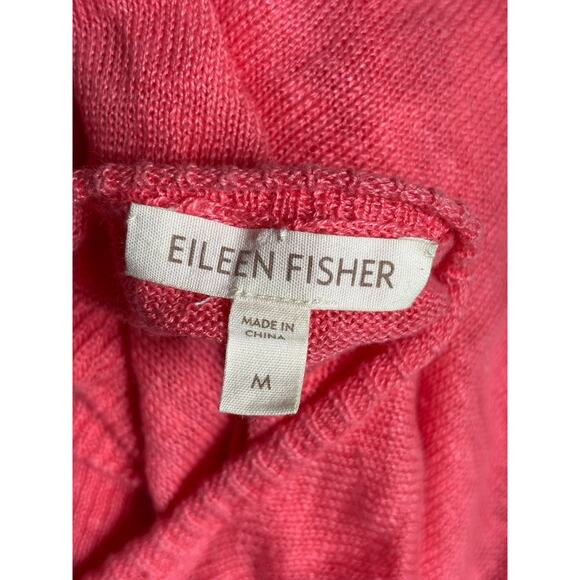 Eileen Fisher Linen Open Front Cardigan Sweater Womens Size M Coral Short Sleeve - Picture 3 of 8